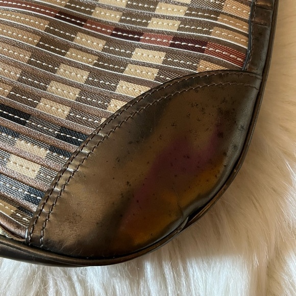 Burberry Olive Green Nova Check PVC and Patent Leather Brooke Hobo - Picture 10 of 13